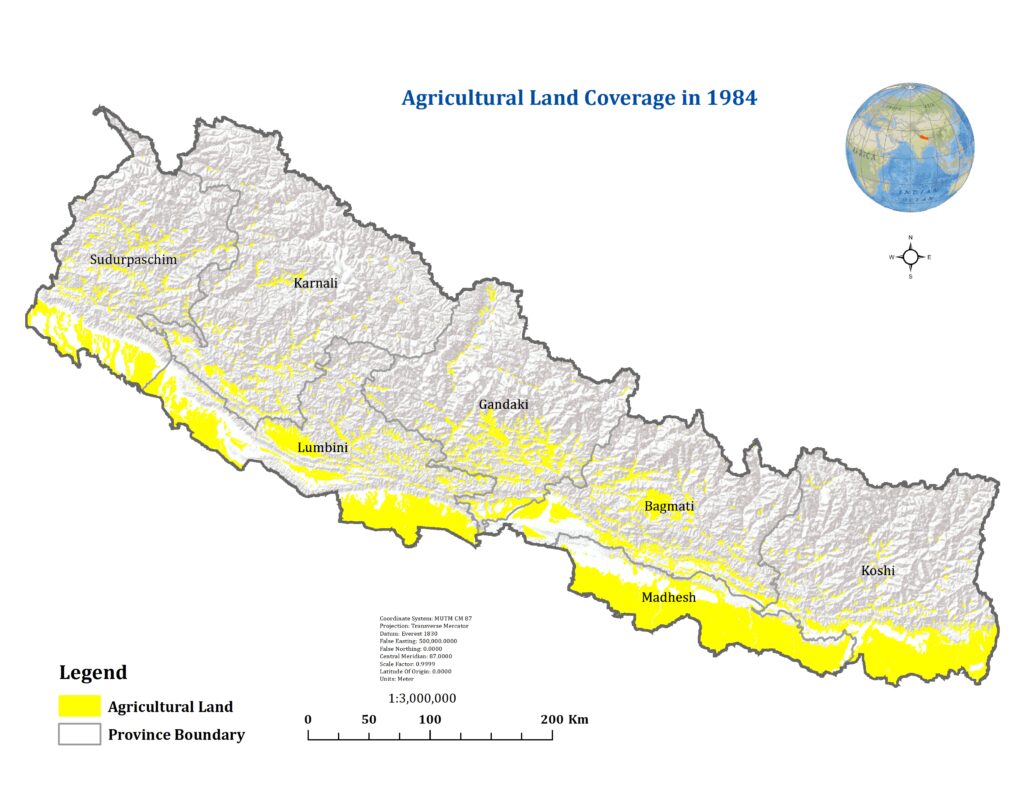 Agricultural Land Use in Nepal 1984 to 2021