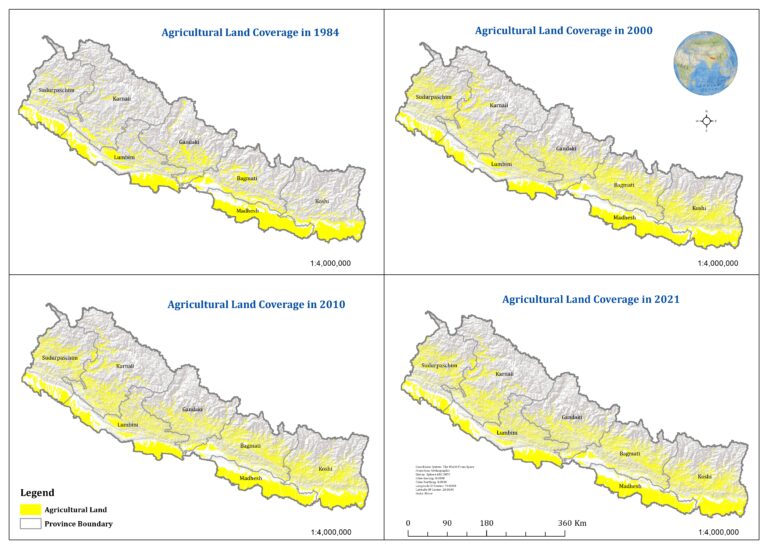 Agricultural Land Use in Nepal 1984 to 2021